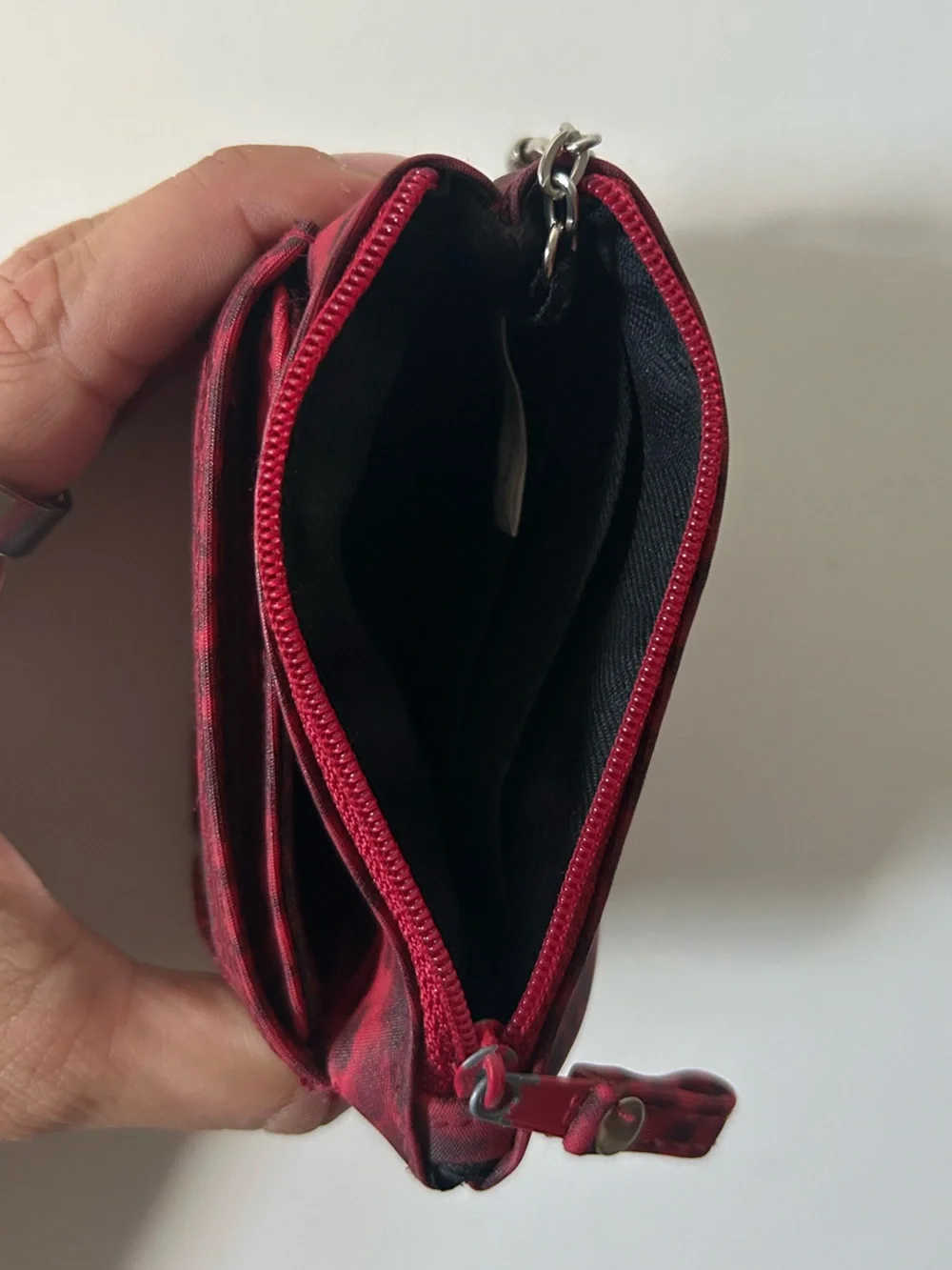 Source Unknown Red Snake-Print Zip Pouch Wallet with Carabiner